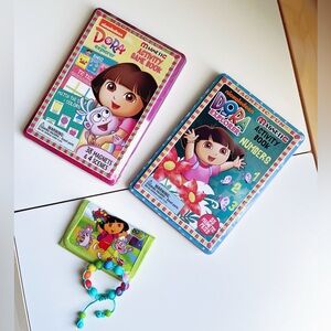 ✨2 for 10$✨ Dora the Explorer Magnet Activity Book, Wallet and Beaded Bracelet